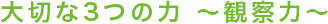 大切な3つの力　～観察力～